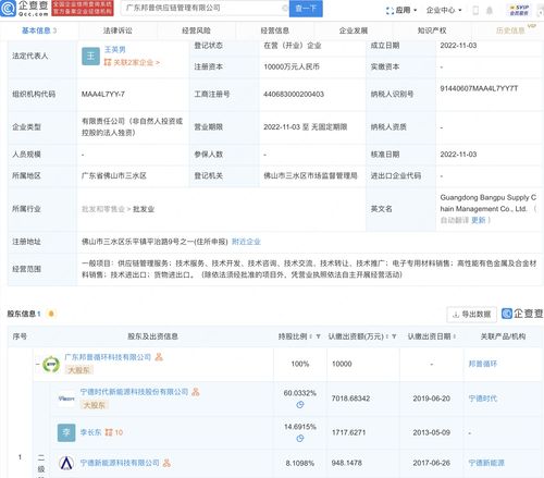 寧德時(shí)代設(shè)立供應(yīng)鏈管理公司，注冊資本1億元強(qiáng)化產(chǎn)業(yè)鏈布局